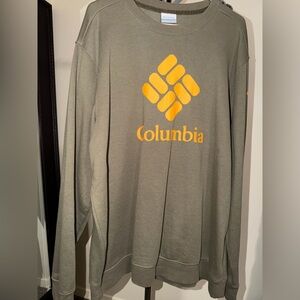 Columbia Olive Green Crewneck with Yellow Accent